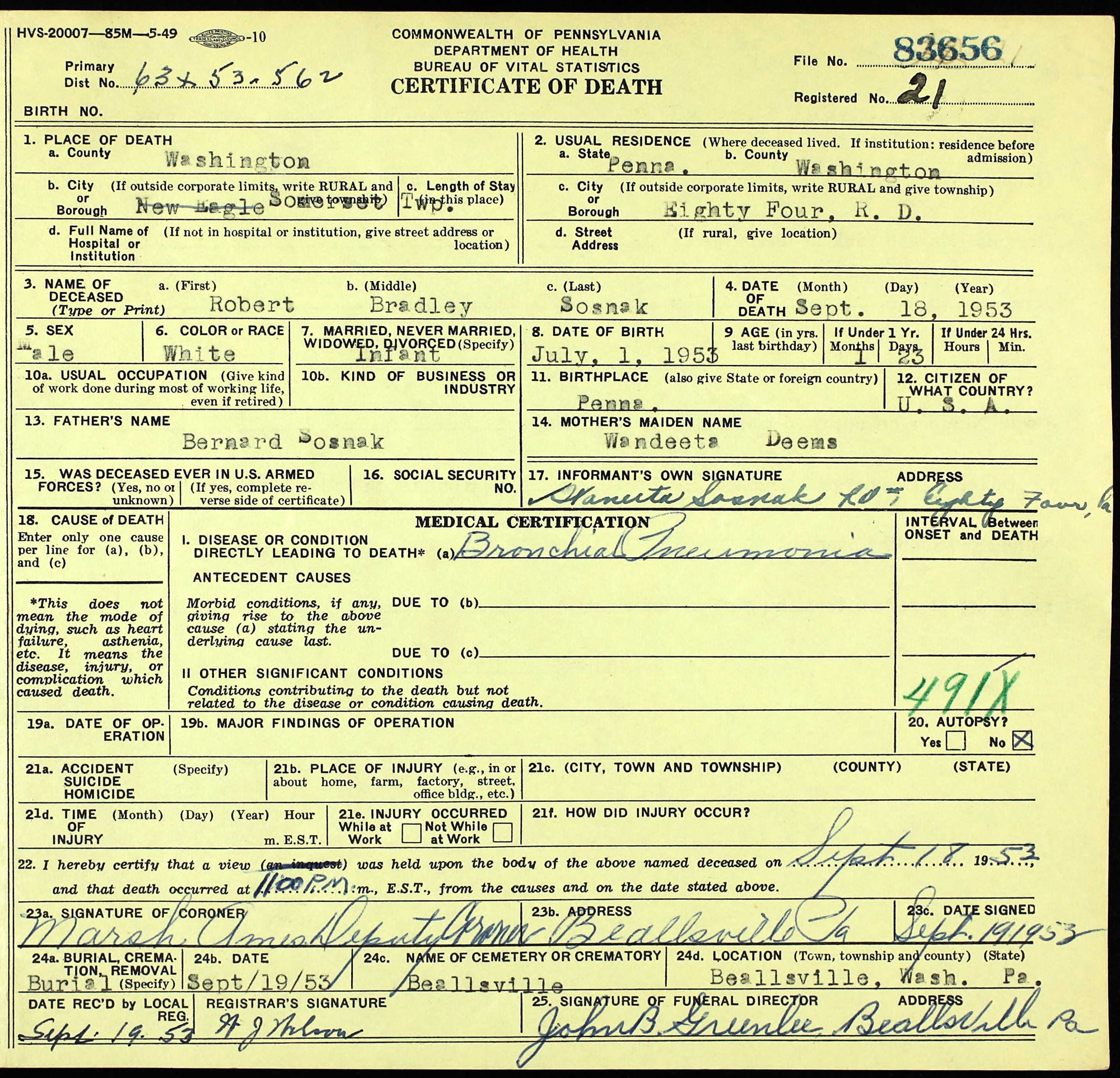death certificate